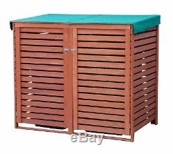 BIRCHTREE Wooden Recycling Wheelie Bin Store Cover Garden Storage Dustbin 2 Shed
