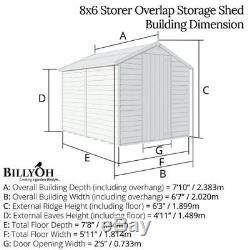 Big Outdoor Storage Shed Tool Bike Wood Garden Storer Patio Apex Roof Timber 8x6