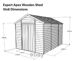 BillyOh Expert Wooden Garden Shed 10x8ft-16x8ft Apex Roof Windows Windowless