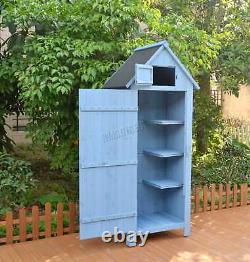 Blue Wooden Storage Shed Sentry Box Beach Hut Garden Cupboard Tool