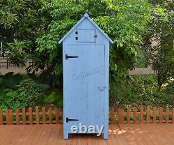 Blue Wooden Storage Shed Sentry Box Beach Hut Garden Cupboard Tool