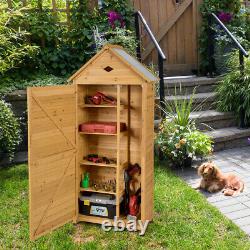 COSTWAY Wooden Garden Shed 5 Shelves Tool Storage Cabinet Lockable Double Doors