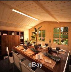 Design Garden Wooden Summer House Shed Log Cabin Verandah Large Overhang 10x8FT