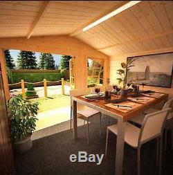Design Garden Wooden Summer House Shed Log Cabin Verandah Large Overhang 10x8FT