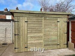 Double 12 x 5 ft GARDEN SHED WORKSHOP GARDEN SHED TANALISED WOODEN Pent Roof