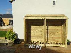 Double Bay 6ft Wooden Outdoor Log Store, Fire Wood Storage Shed, Clearance
