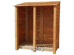 Double Bay 6ft Wooden Outdoor Log Store, Fire Wood Storage Shed Hand Made