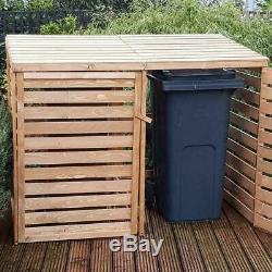 Double Bin Store Cupboard Shed Wooden Garden Wheelie Storage Outdoor Dustbin New