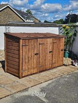 Double/Triple Wheelie Bin Storage Wooden Store Cover Garden Rubbish Dustbin Shed