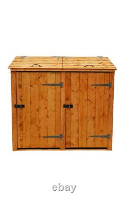 Double/Triple Wheelie Bin Storage Wooden Store Cover Garden Rubbish Dustbin Shed