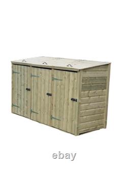 Double/Triple Wheelie Bin Storage Wooden Store Cover Garden Rubbish Dustbin Shed