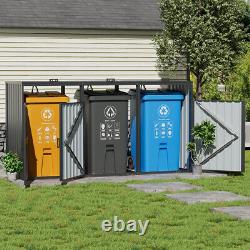 Double/Triple Wheelie Bin Storage Wooden Store Cover Garden Rubbish Dustbin Shed