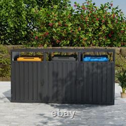 Double/Triple Wheelie Bin Storage Wooden Store Cover Garden Rubbish Dustbin Shed