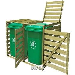 Double Wheelie Bin Wooden Storage Shed Gardage Bins Lid Garden Outdoor Rubbish