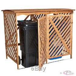 Double Wooden Bin Storage Screen Rubbish Wheelie Box Cover Garden Store Shed