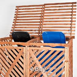 Double Wooden Bin Storage Screen Rubbish Wheelie Box Cover Garden Store Shed