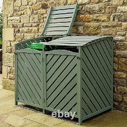 Double Wooden Outdoor Wheelie Rubbish Bin Store Recycling Box Storage Lock Shed