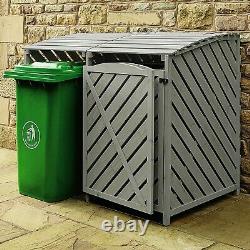 Double Wooden Outdoor Wheelie Rubbish Bin Store Recycling Box Storage Lock Shed
