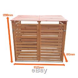 Double Wooden Wheelie Bin Store Outdoor Cupboard For Garden Storage Dustbin Shed