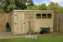 Empire 1500 Pent Garden Shed 12X3 SHIPLAP T&G PRESSURE TREATED WINDOWS