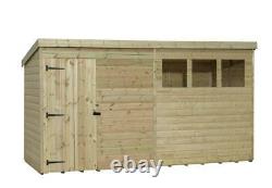 Empire 1500 Pent Garden Shed 12X3 SHIPLAP T&G PRESSURE TREATED WINDOWS