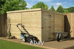 Empire 2000 Pent Garden Shed 12X8 T&G SHIPLAP PRESSURE TREATED DOOR RIGHT END