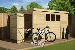 Empire 2500 Pent Garden Shed Wooden 14x4 14ft x 4ft SHIPLAP Tongue & Groove WIND