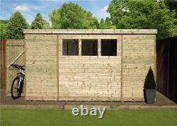 Empire 2500 Pent Garden Shed Wooden 14x4 14ft x 4ft SHIPLAP Tongue & Groove WIND