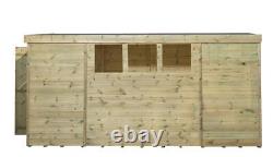 Empire 3000 Pent Garden Shed 14X5 SHIPLAP T&G 3 LOW WINDOWS PRESSURE TREATED DOO