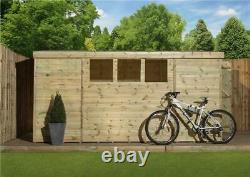 Empire 3000 Pent Garden Shed 9X7 PRESSURE TREATED T&G 3 LOW WINDOWS DOOR RIGHT