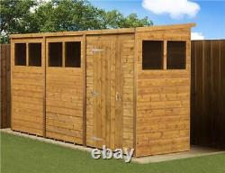 Empire Pent Garden Shed Wooden Shiplap Tongue & Groove 12X4 12ft x 4ft Windows