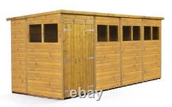 Empire Pent Garden Shed Wooden Shiplap Tongue & Groove 16X6 16ft x 6ft Double Do