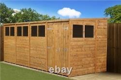 Empire Pent Garden Shed Wooden Shiplap Tongue & Groove 16X6 16ft x 6ft Double Do