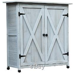 Fir Wood Large Garden Shed Outdoor Storage with Shelves Tool Storage