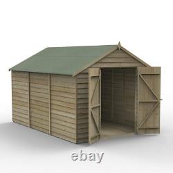 Forest 12x8 4Life Overlap Apex Shed, No Window, Double Door 25yr Guarantee
