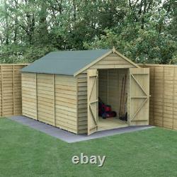 Forest 12x8 4Life Overlap Apex Shed, No Window, Double Door 25yr Guarantee