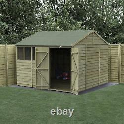 Forest 4LIFE 10x10 Shed Reverse Apex Double Door 4 Windows Wooden Garden Shed