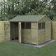 Forest 4LIFE 10x8 Shed Reverse Apex Double Door 4 Windows Wooden Garden Shed