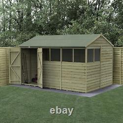 Forest 4LIFE 12x8 Shed Reverse Apex Double Door 6 Windows Wooden Garden Shed