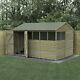 Forest 4LIFE 12x8 Shed Reverse Apex Double Door 6 Windows Wooden Garden Shed
