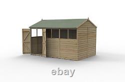 Forest 4LIFE 12x8 Shed Reverse Apex Double Door 6 Windows Wooden Garden Shed