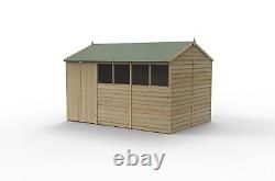 Forest 4LIFE 12x8 Shed Reverse Apex Double Door 6 Windows Wooden Garden Shed