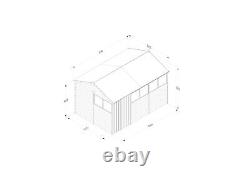 Forest 4LIFE 12x8 Shed Reverse Apex Double Door 6 Windows Wooden Garden Shed