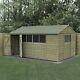 Forest 4LIFE 15x10 Shed Reverse Apex Double Door 6 Windows Wooden Garden Shed