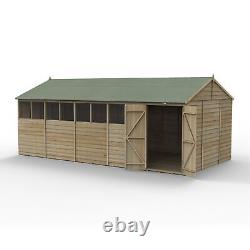 Forest 4LIFE 20x10 Shed Reverse Apex Double Door 8 Windows Wooden Garden Shed