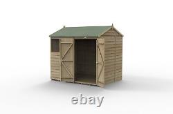 Forest 4LIFE 8x6 Shed Reverse Apex Double Door 2 Windows Wooden Garden Shed