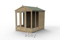 Forest 4LIFE Apex Summerhouse 6x8 Double Door 5 Window Garden Shed