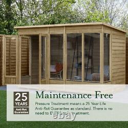 Forest 4LIFE Apex Summerhouse 6x8 Double Door 5 Window Garden Shed