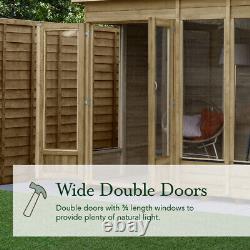 Forest 4LIFE Apex Summerhouse 6x8 Double Door 5 Window Garden Shed