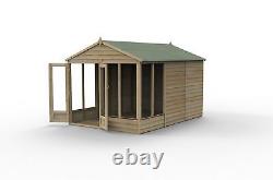 Forest 4LIFE Apex Summerhouse 8x12 Double Door 6 Window Garden Shed